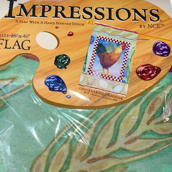 House Flag Farmhouse Rooster Chicken Checkerboard Outdoor Decor NCE 28" x 40" - Picture 2 of 11